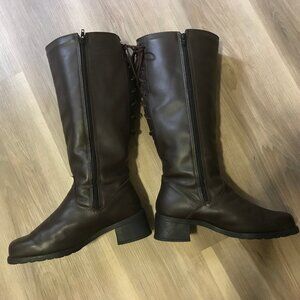Martino Ladies Dark Brown Tall Leather Boots Size 9 D